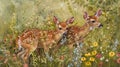 white tailed deer fawn,rococo art Royalty Free Stock Photo