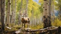Spectacular Hyper Realistic Image Of Western Mule Deer In Aspen Tree Grove