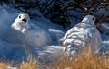 White-tailed Ptarmigans in Winter Plumage Royalty Free Stock Photo
