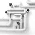 White tangled plastic pipework on a white empty background Royalty Free Stock Photo