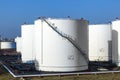 White tank in tank farm with blue Royalty Free Stock Photo