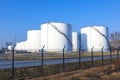 White tank in tank farm with blue sky Royalty Free Stock Photo