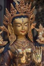 White Tara Buddha Statue face and hand Royalty Free Stock Photo