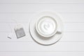 White Tea Cup Bag Background Royalty Free Stock Photo