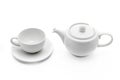 white tea pot with tea cup Royalty Free Stock Photo