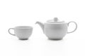 white tea pot with tea cup Royalty Free Stock Photo