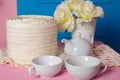 White tea set on the table Royalty Free Stock Photo
