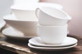 White tea set, White porcelain tea cup Royalty Free Stock Photo