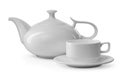 White teacup and teapot Royalty Free Stock Photo