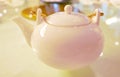 White teapot in Chinese restaurant Royalty Free Stock Photo
