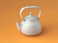 White Teapot on Orange Background Royalty Free Stock Photo