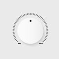 White technology button, music volume knob, range scale. Vector illustration Royalty Free Stock Photo