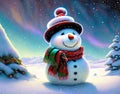 White Teddybear Snowman in Winter AI art