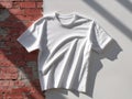 White tee shirt hanging brick wall mockup. Royalty Free Stock Photo