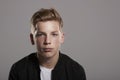 White teenage boy looking to camera, portrait,front view, horizontal Royalty Free Stock Photo