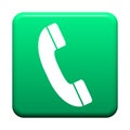 White telephone icon on green hotline button Royalty Free Stock Photo