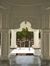 a white tempal in india , and showing best stone art work.