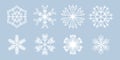 White template snowflake. Isolated snowflakes icon, round mandala. Winter Holiday cartoon flat illustration. Merry