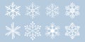 White template snowflake. Isolated snowflakes icon, round mandala. Winter Holiday cartoon flat illustration. Merry