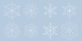 White template snowflake. Isolated snowflakes icon, round mandala. Winter Holiday cartoon flat illustration. Merry