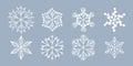 White template snowflake. Isolated snowflakes icon, round mandala. Winter Holiday cartoon flat illustration. Merry