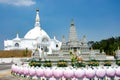 White Temple and Buddhakaya Temple at Bueng Latthiwan Temple Ayutthaya, Thailand Royalty Free Stock Photo