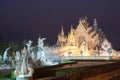 White temple is unique beautiful Thai art in Chiangrai Royalty Free Stock Photo