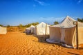 White tents in the camp of the desert Lompoul, Senegal, Africa Royalty Free Stock Photo