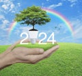 Happy new year 2024 ecological cover concept Royalty Free Stock Photo