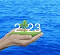 Happy new year 2023 ecological cover concept Royalty Free Stock Photo