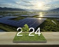 Happy new year 2024 green ecology and saving energy concept, Generative AI Royalty Free Stock Photo