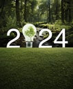 Happy new year 2024 ecological cover concept, Generative AI Royalty Free Stock Photo