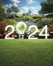 Happy new year 2024 ecological cover concept, Generative AI Royalty Free Stock Photo