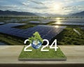 Happy new year 2024 ecological cover, Save the earth concept, Elements of this image furnished by NASA, Generative AI Royalty Free Stock Photo