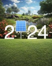 Happy new year 2024 ecological cover concept, Generative AI Royalty Free Stock Photo