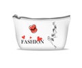 White textile cosmetic bag on white background