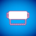 White Textile fabric roll icon isolated on blue background. Roll, mat, rug, cloth, carpet or paper roll icon. Vector Royalty Free Stock Photo