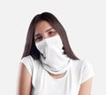 Mockup white texture buff, half mask Royalty Free Stock Photo