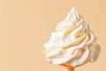 White texture of Vanilla ice cream with whipped cream on a stick on a pink background. Detailed pure creamy Royalty Free Stock Photo