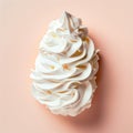 White texture of Vanilla ice cream with whipped cream on a stick on a pink background. Detailed pure creamy Royalty Free Stock Photo