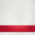 White textured paper background illustration with elegant rich red Christmas ribbon or stripe in layered material design