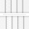 White textured seamless patterns set