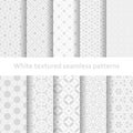 White textured seamless patterns set Royalty Free Stock Photo