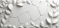 White textured surface features geometric leaf patterns. The cracked background creates a modern abstract backdrop for design. Royalty Free Stock Photo