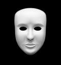 White theatrical mask isolated on black