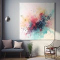 White theme beautiful room with colorful painting generative AI