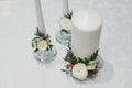 White thick and thin candles for wedding decoration