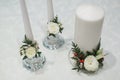 White thick and thin candles for wedding decoration