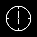 White thin line clock icon 6 o`clock - vector illustration