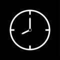 White thin line clock icon 8 o`clock - vector illustration